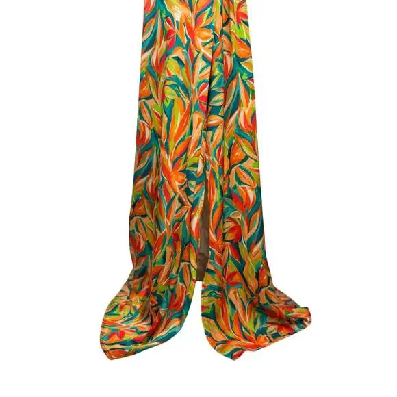 Nicole Miller One Shoulder Tropical Maxi Dress Women's 10 Resort Vacation Cruise - Picture 6 of 16